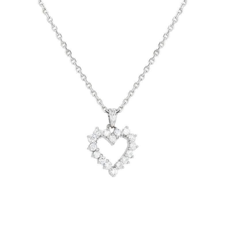 Collier coeur diamants 0.64 carat or blanc 7.04g Comme neuf -  reconditionné disponible sur Gemme Les Bijoux